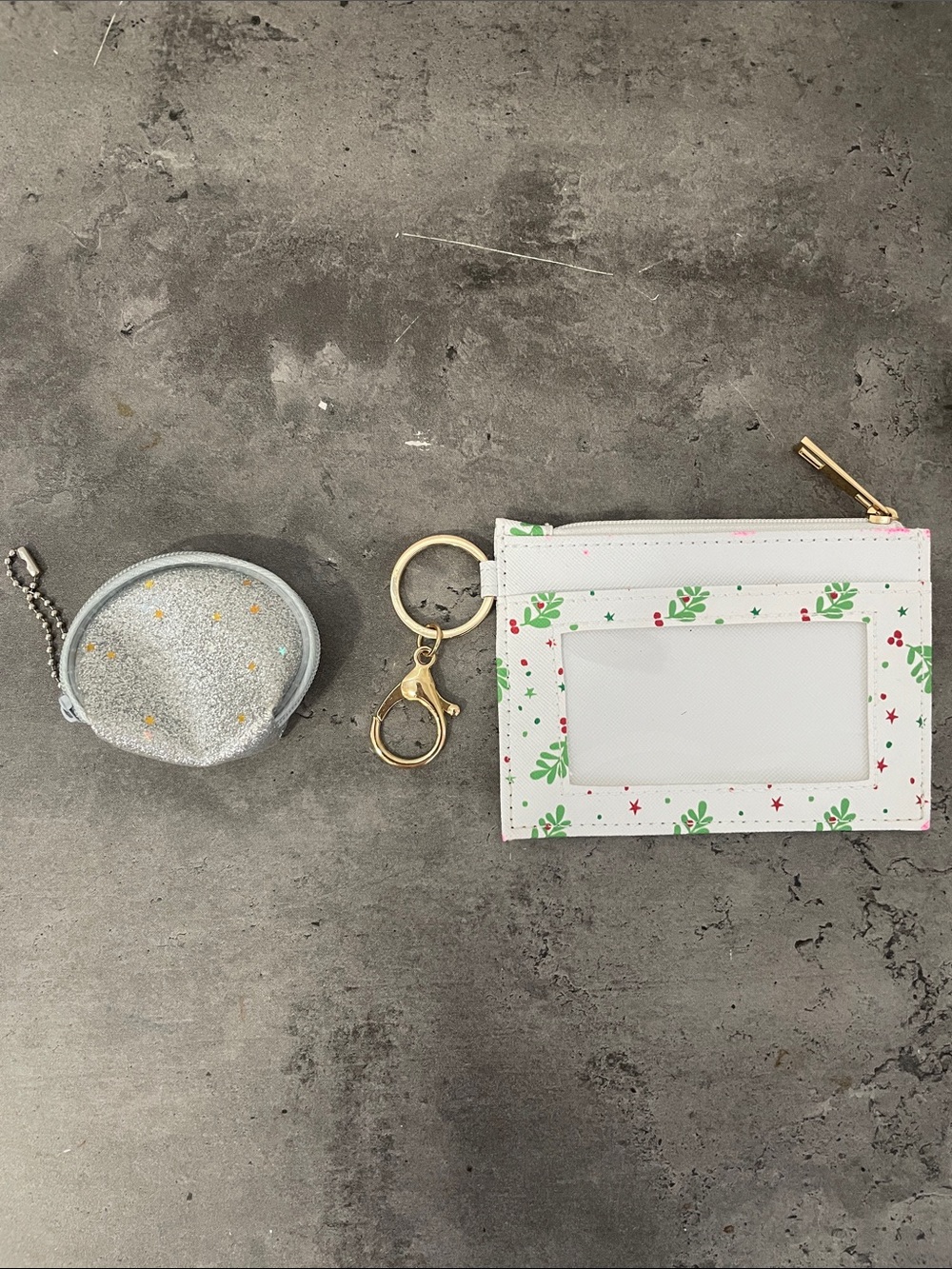 Holiday Print Cardholder and Silver Coin Pouch Keyring